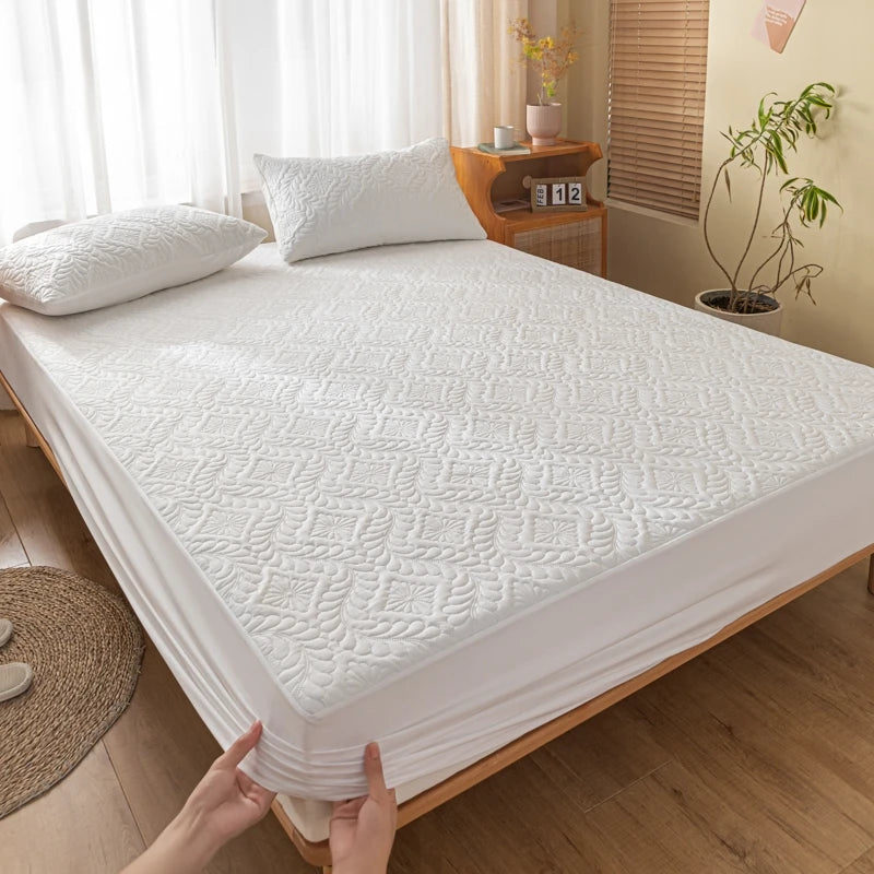 Waterproof Quilted Mattress Cover - Cotton Top, Antibacterial Fiber Fill