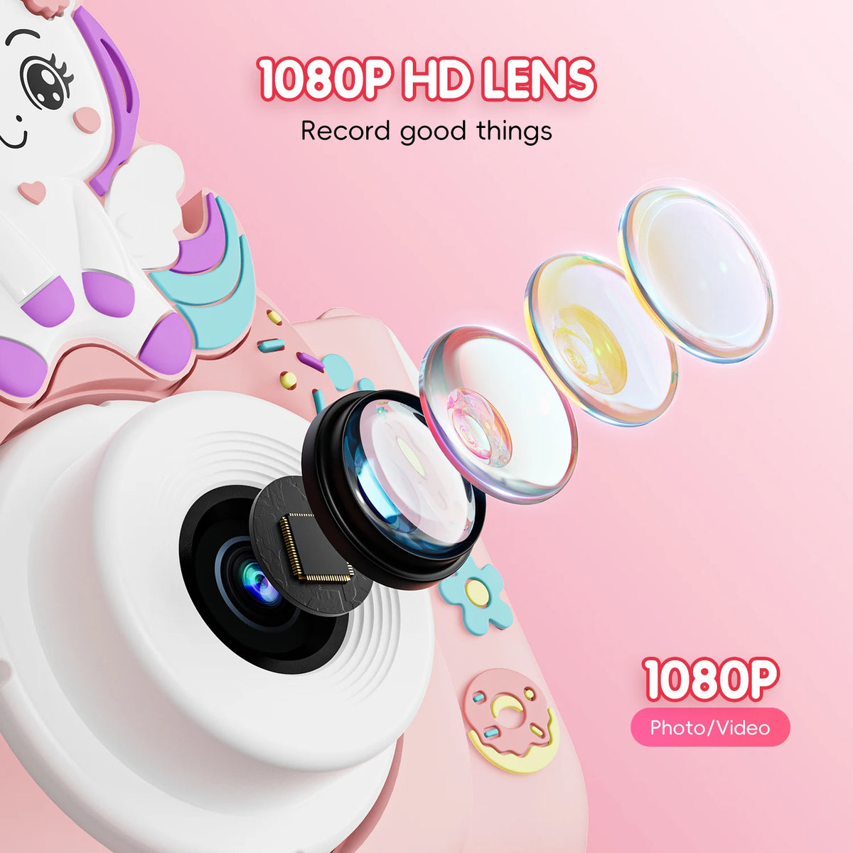 48MP Kids Camera for Girls 3-12 Video Selfie Camera