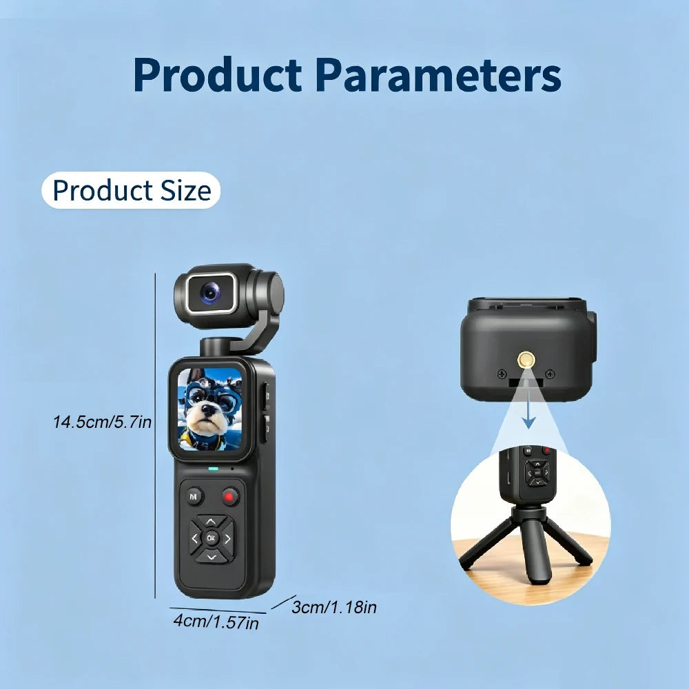 4K Pocket Vlogging Camera, 180° Flip Lens & 48MP Photo,