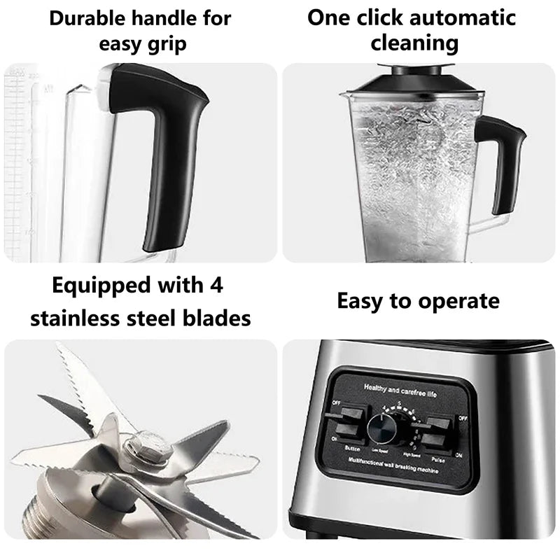 6000W Powerful Blender Mixer Juicer Smoothie Maker 2.5L Container