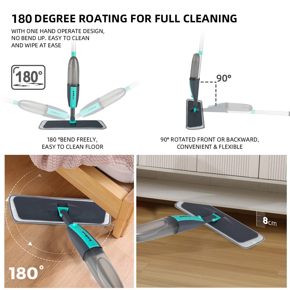 Magic Floor Cleaning Sweeper Brooms With Microfiber Pads 360° Rotation