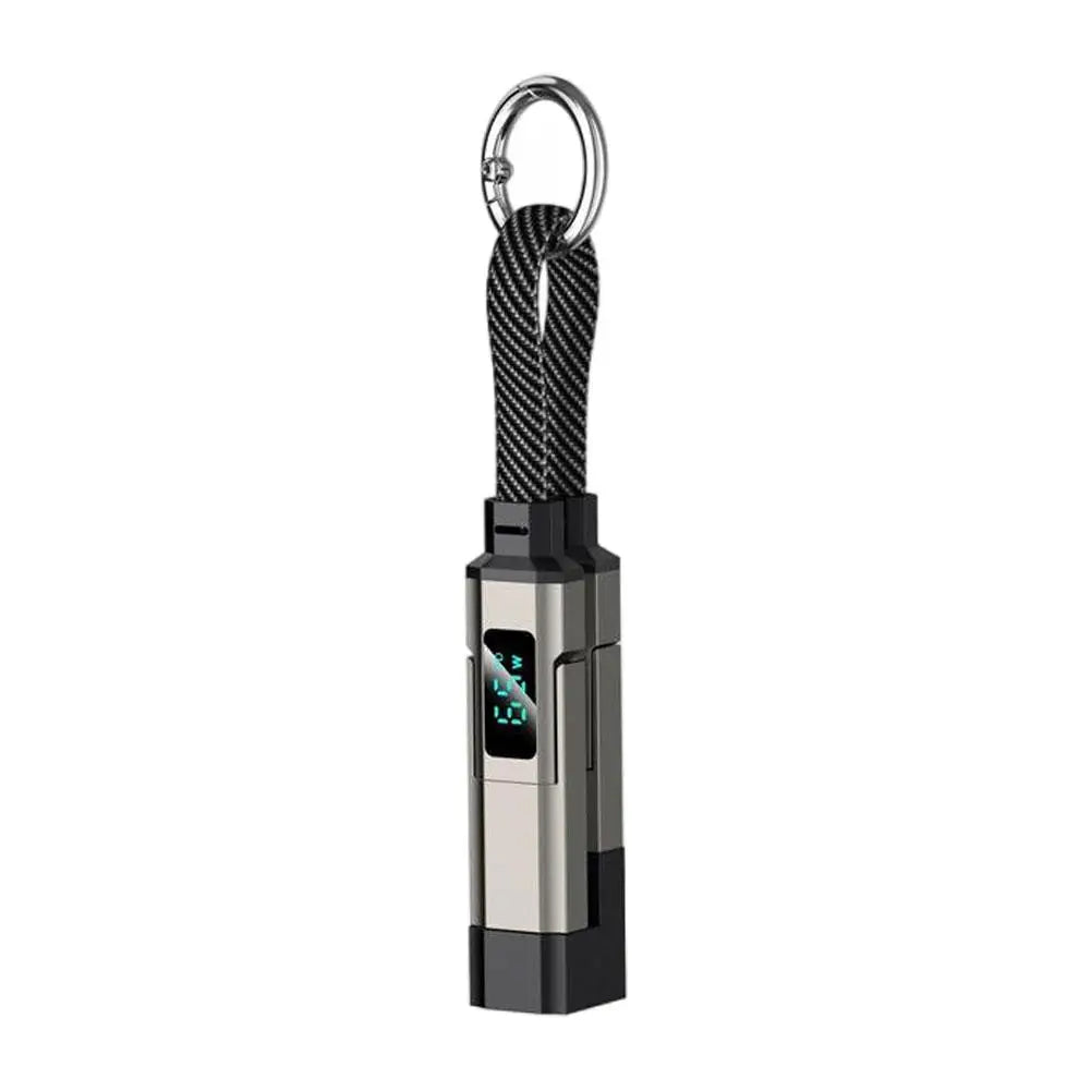4 in 1 65W Keychain Charging Cable USB C Cable with V/A/W Display Type C for Apple Portable Cord for IPhone/iPad/Samsung/Laptop