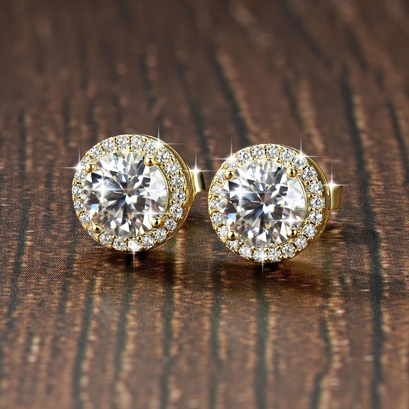 Lnngy Certified 5MM/6.5MM Moissanite Halo Earring 14K Gold Filled Round