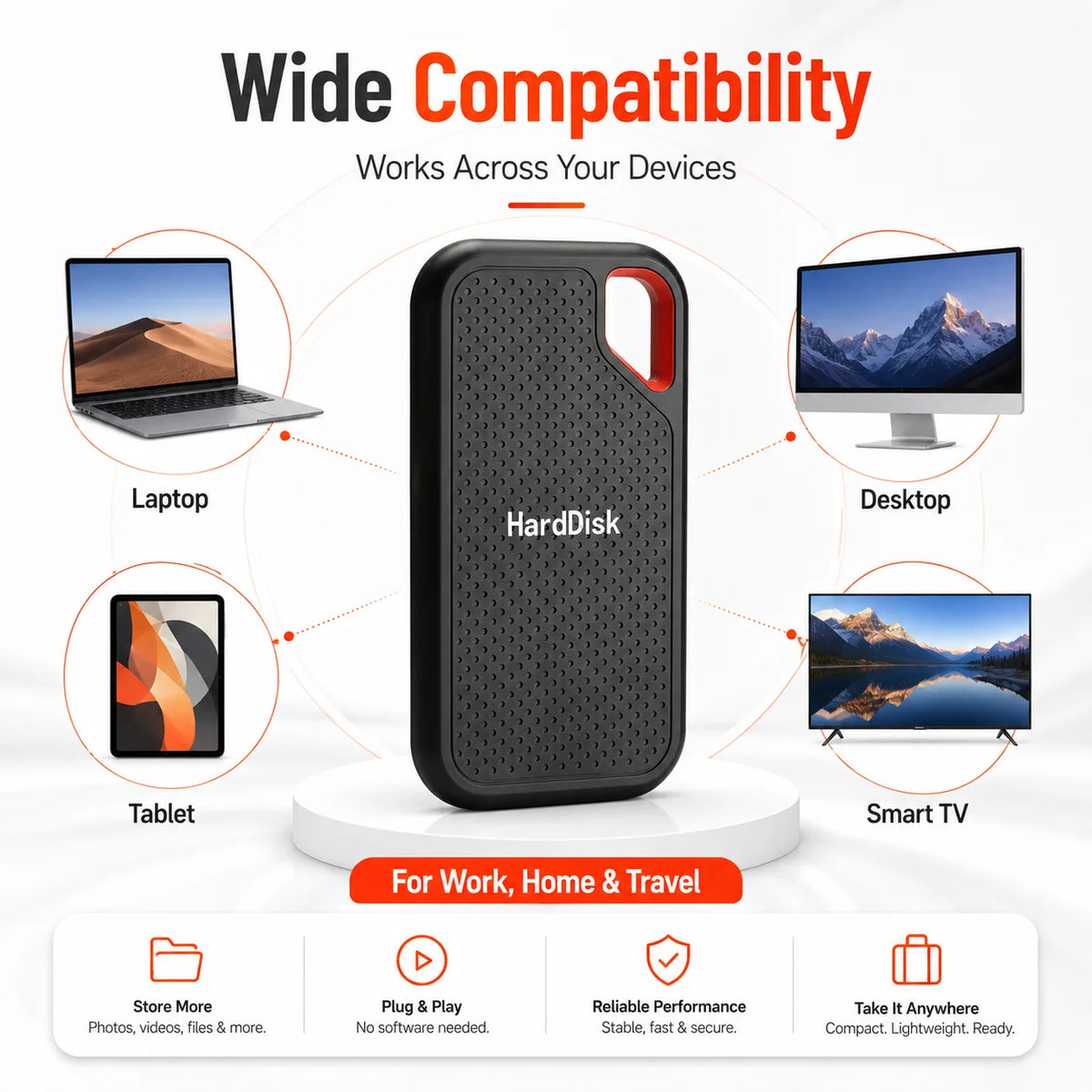 Large Capacity External SSD 2TB 4TB Fast Portable Hard Drive