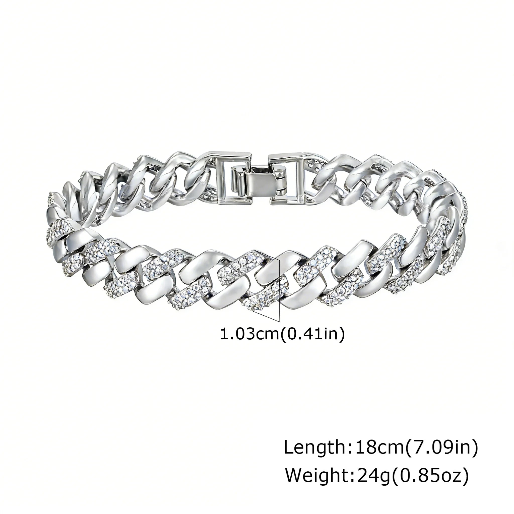 Paperclip Chain Bracelet 14K Gold Plated Cubic Zirconia Watch Strap Chunky Link Adjustable Stackable Jewelry For Women Girl Gift