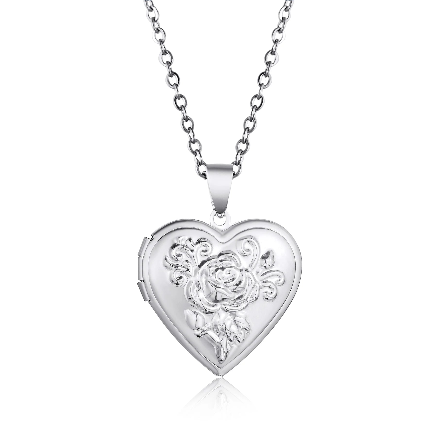Fashion Stainless Steel Love Heart Locket Pendants Can Place Photos Necklace For Friend Family Customized Jewelry Gifts