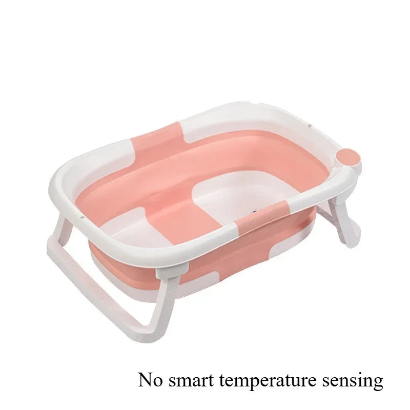 Large Folding Baby Bathtub Real-time Temperature Silicone Baby Take A Bath Bathtub Non-Slip Foot Bath Bucket Bathroom