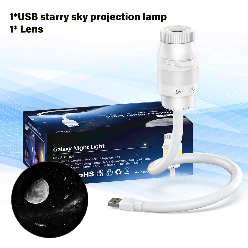 LiHangStar Smart USB Starry Sky Projector Night Light, with a Flexible Tube and 6 Projection Patterns