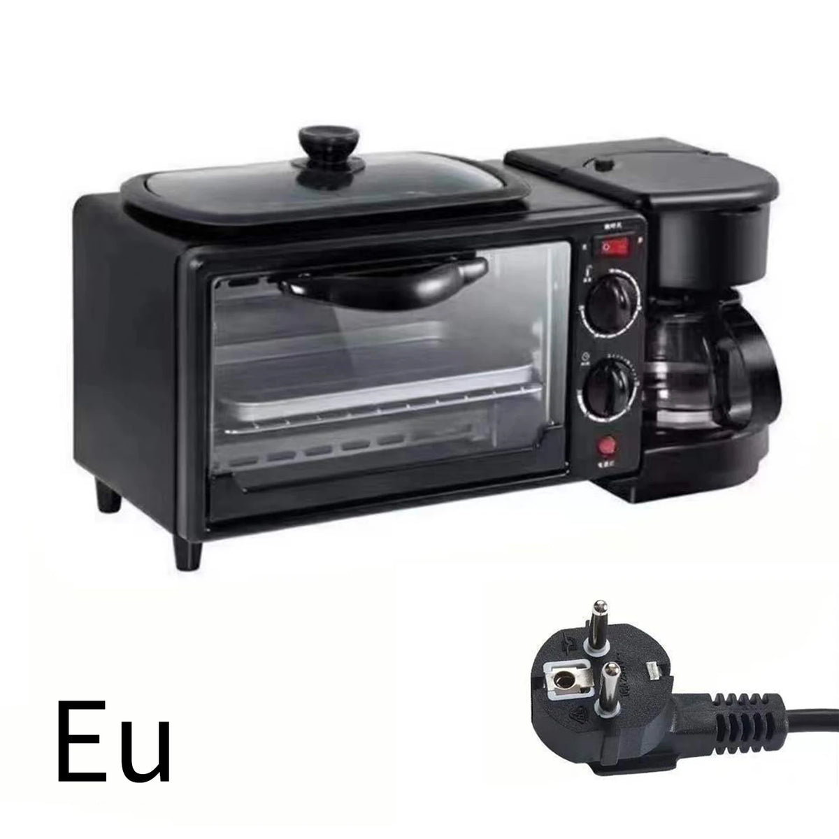 Multifunctional Breakfast Machine 3 in 1 Breakfast Maker Coffee Machine, Breakfast Station with 600 ml Coffee Maker +9 L Oven +Frying Pan, Toasters Breakfast Maker for Home Office