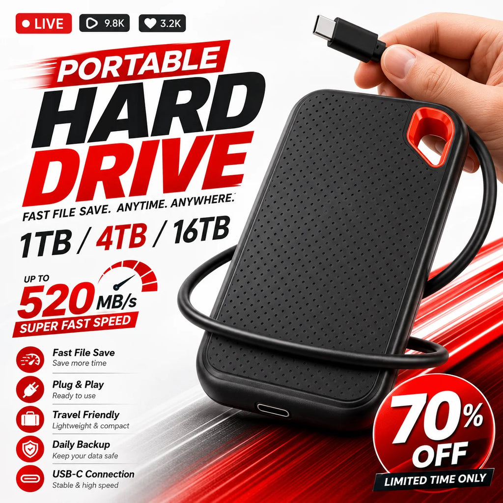 2TB External Hard Drive Portable SSD USB-C Fast & Compact  Data Storage for Laptop Mac PC