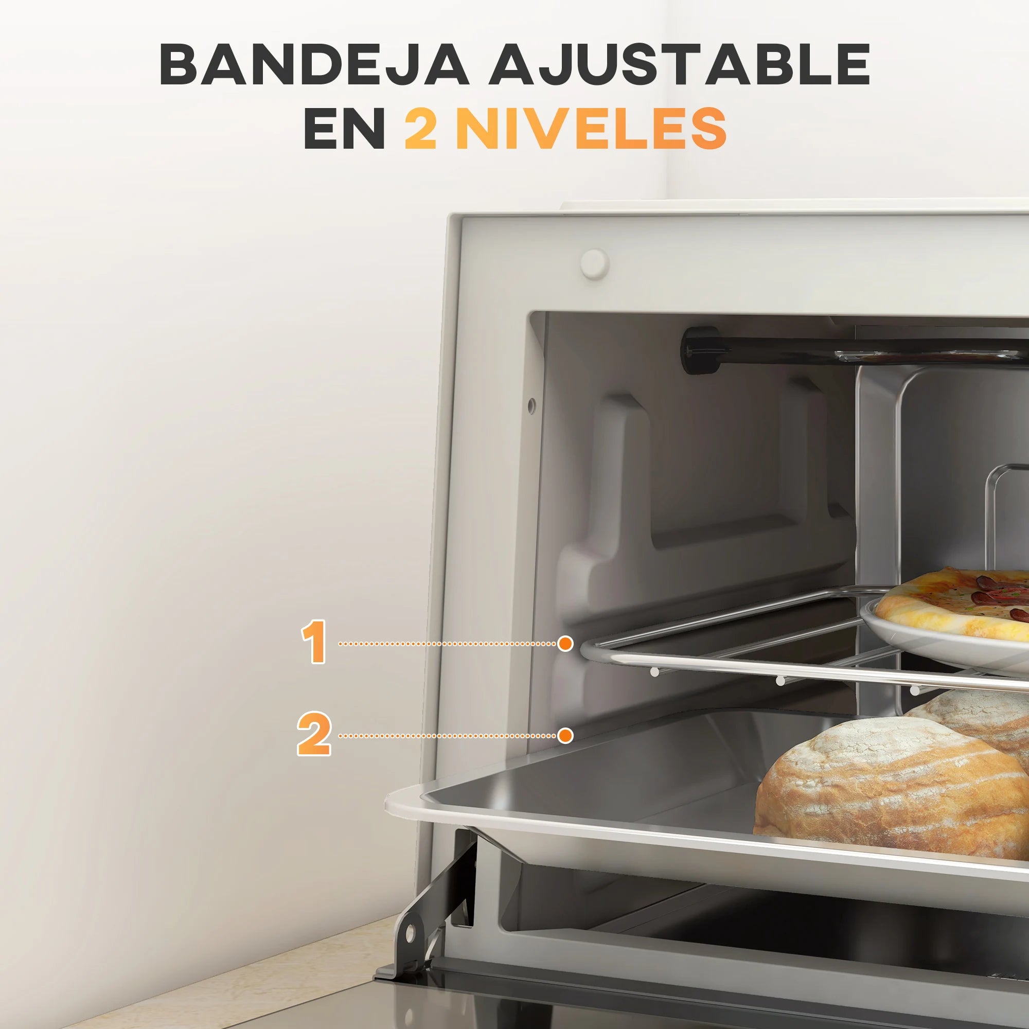 Homcom Mini Oven 9L Mini Oven with Baking Tray, Grill Rack, 100 ° C-230 ° C Stainless Steel