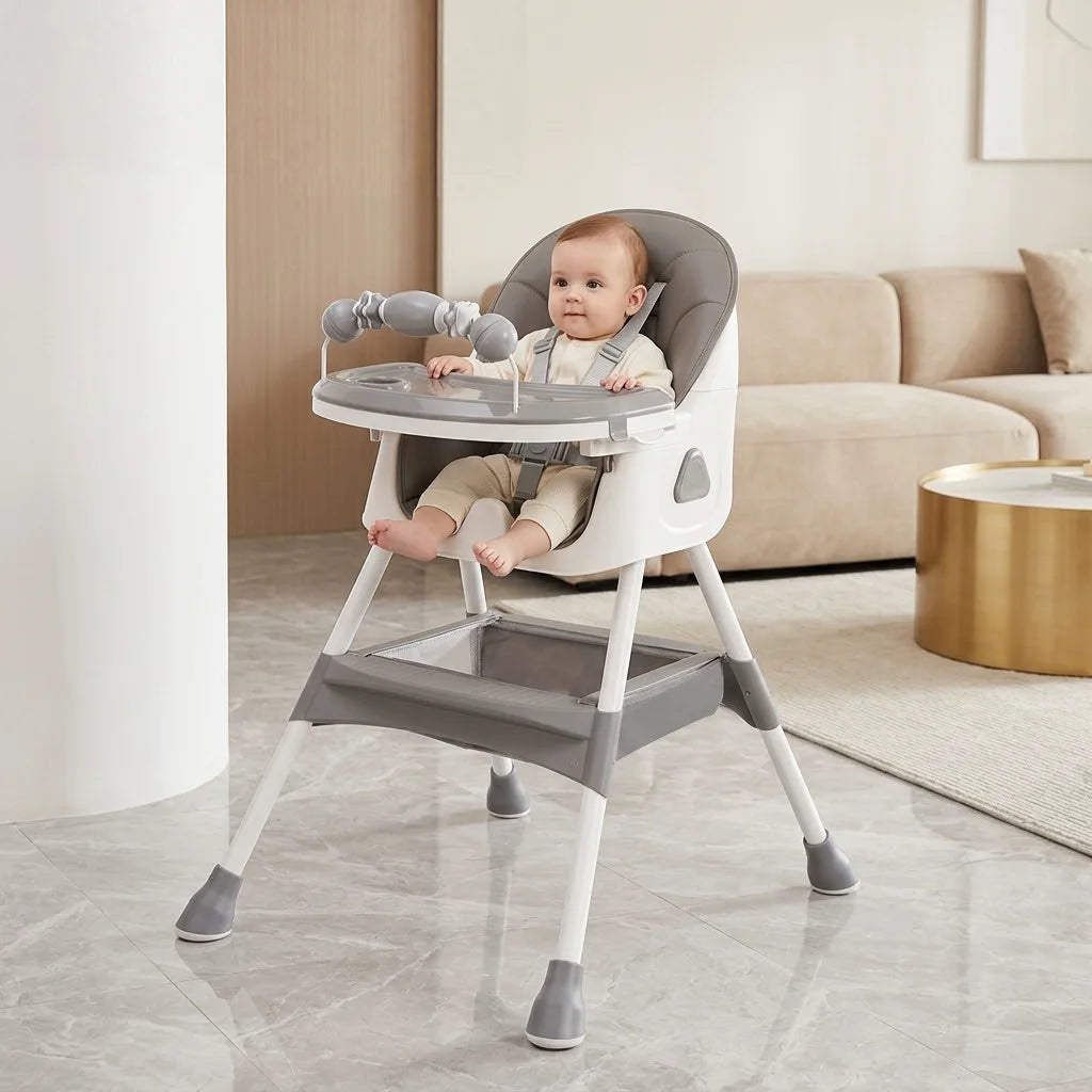 3‑In‑1 Foldable Baby High Chair, Multifunctional Toddler Feeding Highchair