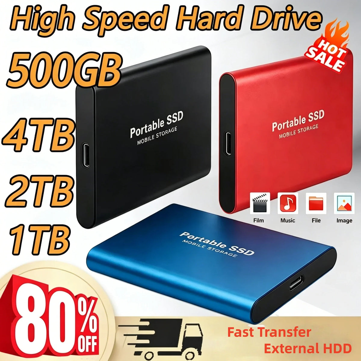 OEM Original T5 Portable Large Capacity External Hard Drive High Speed
