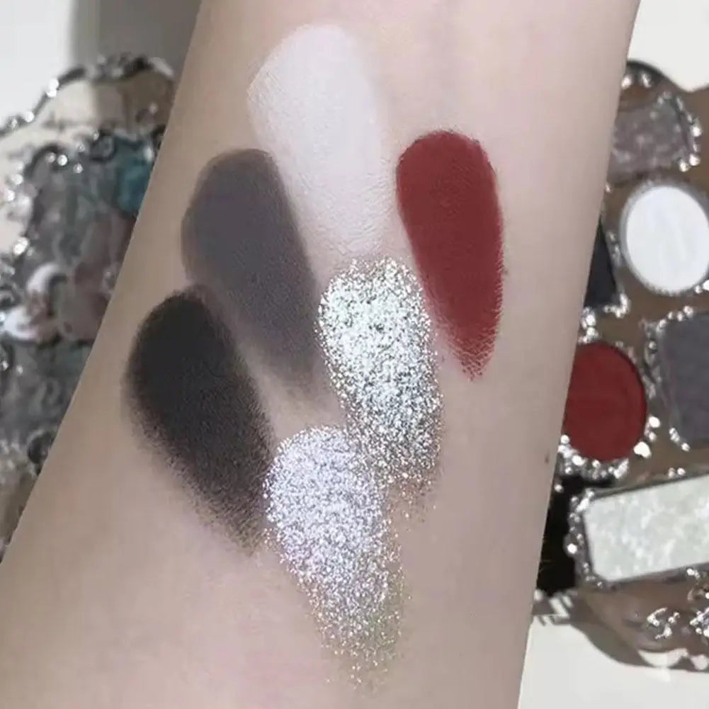 6-Color Eyeshadow Palette Matte Shimmer Pearl Glitter, Waterproof Highly Pigmented Long-Lasting Portable Makeup Set
