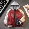 2026 Autumn Winter Teen Boys Hooded Baseball Jackets Fashion