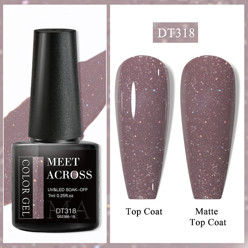 MEET ACROSS 7ml Purple Nail Gel Polish Semi Permanent Nail Art For Nails Decoration