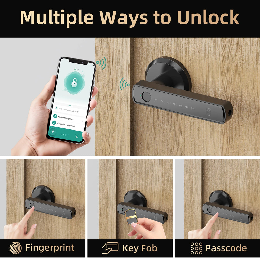 Viladepot Smart Lock Fingerprint, Passcode, Card, App Control