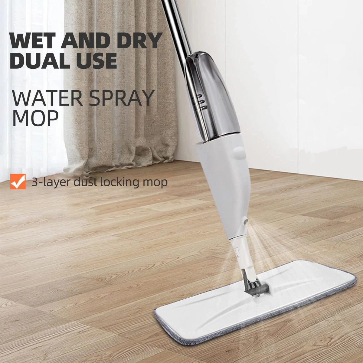 Spray Mop Rotating with Refillable Bottle Washable Microfiber Pad Wet Mops