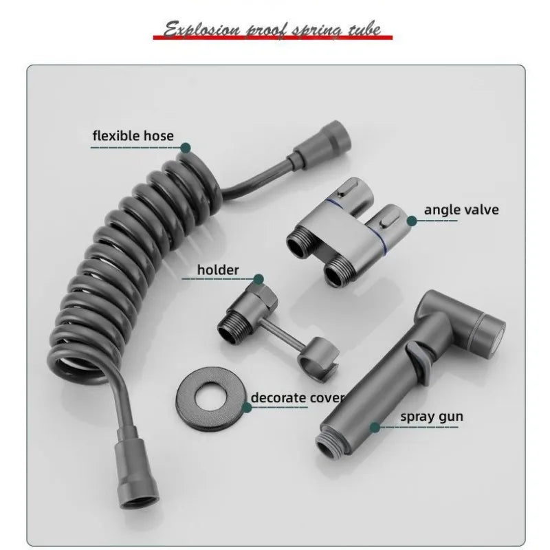 Toilet Cleaning Bidet Toilet Sprayer Set Water Portable Handheld Bidet Sprayer Shower Double Outlet Angle Valve Accessories