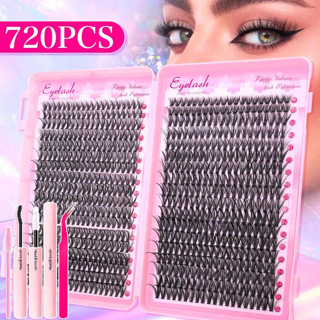 720/200pcs eyelash Extension Kit Fluffy Eyelash Extension
