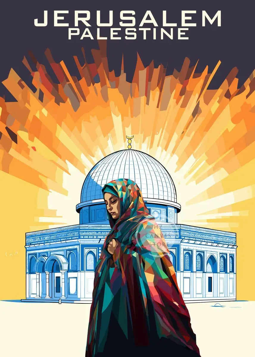 Jerusalem Palestine Travel Poster Religious Shrines Mosque Prints Canvas Painting Wall Art Pictures for Living Room Home Decor