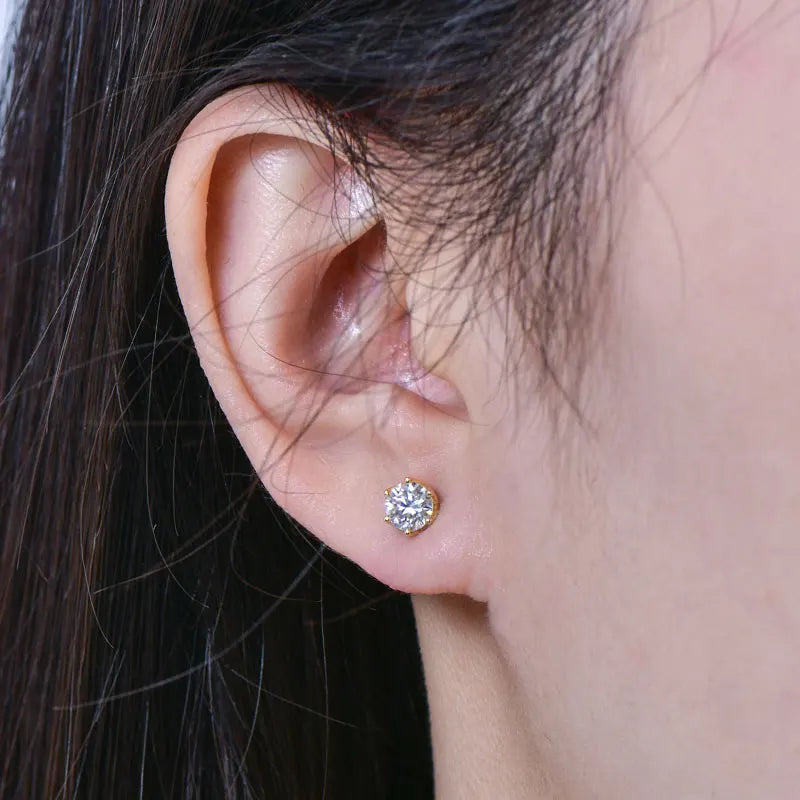 OXTAO Certified Moissanite Circular Stud Earrings for Women Girl 14K Gold Filled