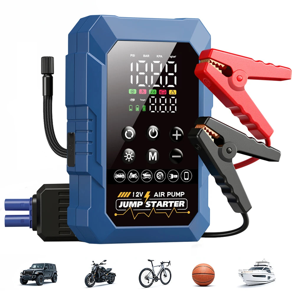 12V Emergency Jump Starter Pack 150PSI Car Battery Booster Air Pump