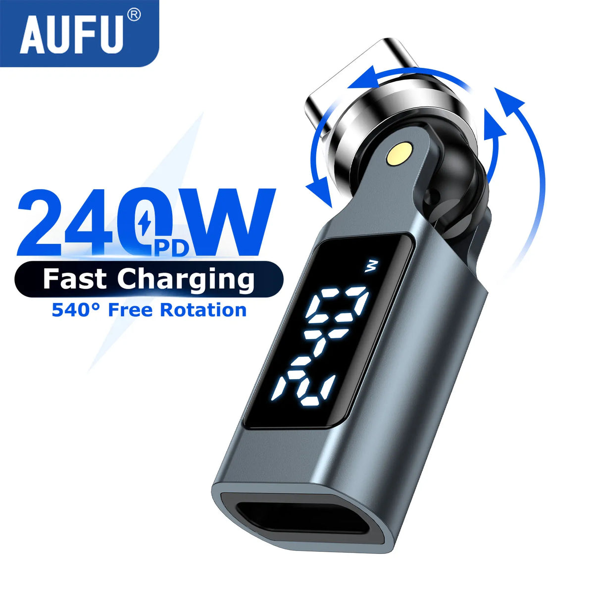 AUFU 240W 5A Type C Adapter USB C to Type-C Digital Display Female Convertor