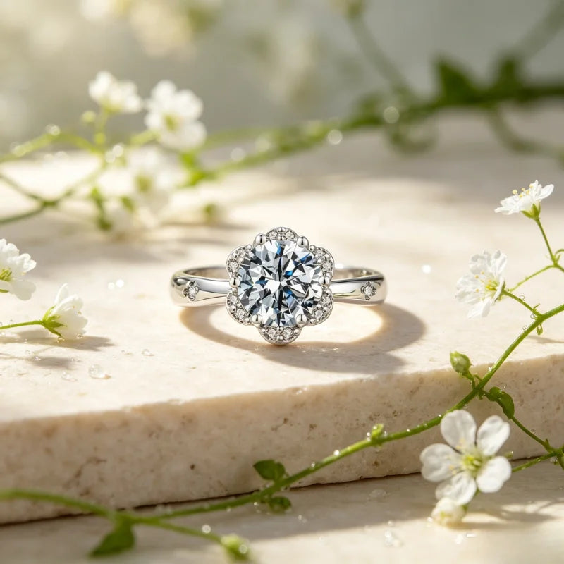 1/2/3/4CT Brilliant Cubic Zirconia Ring with 18K White Gold Plated