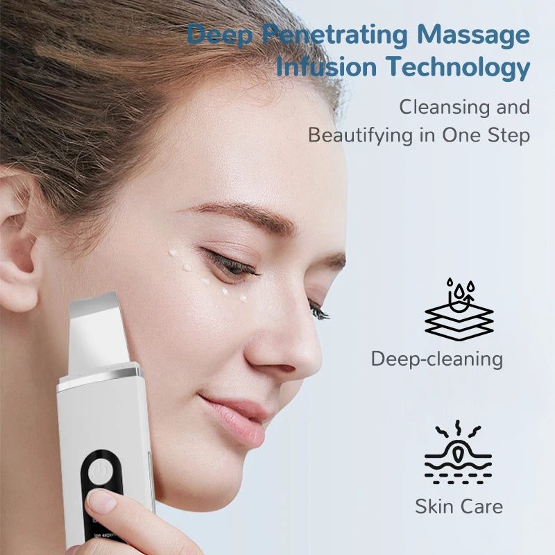 Lady Care Ultrasonic Skin Scrubber 4 in 1 Ion Import Export Facial Cleansing Spatula