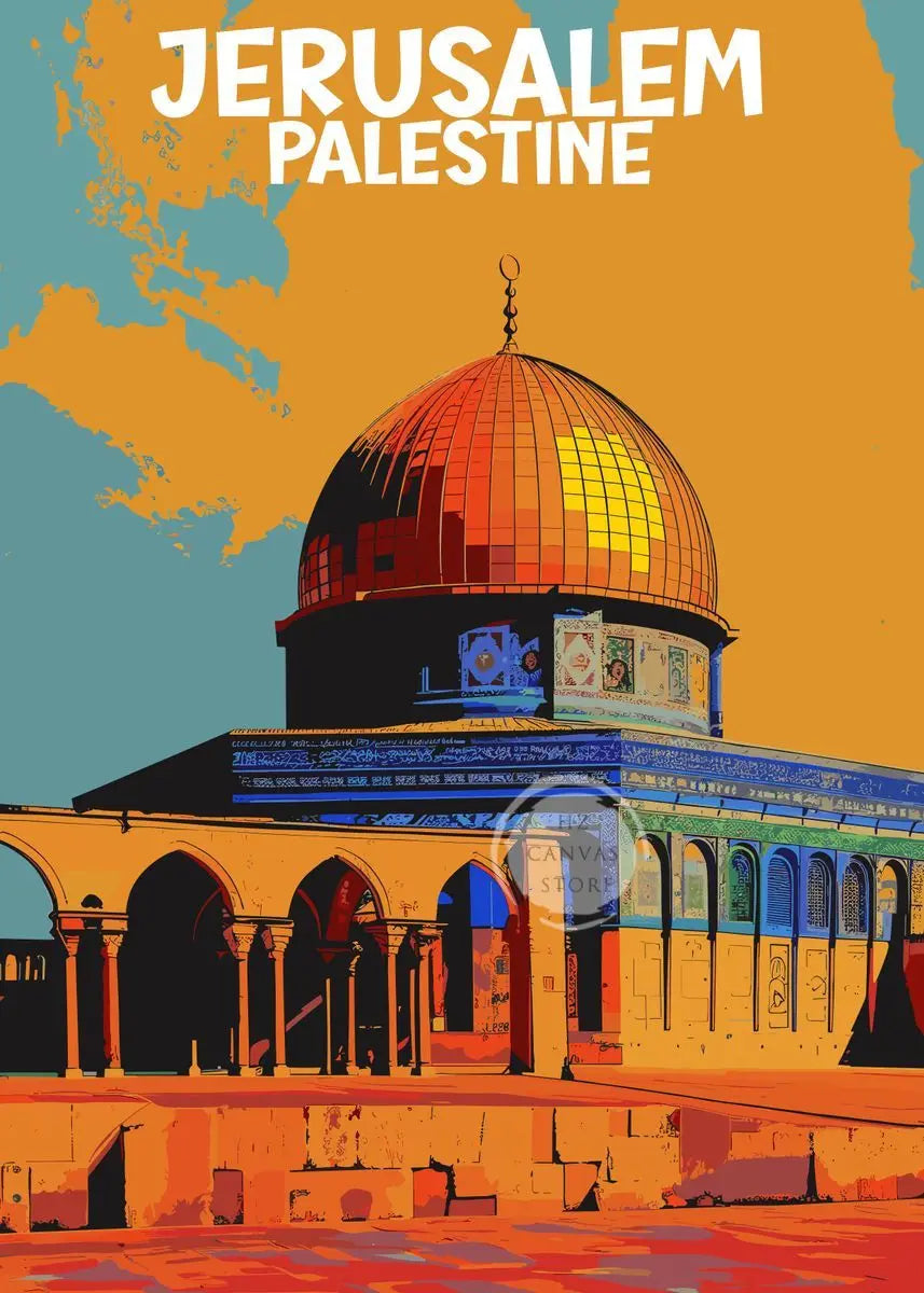 Jerusalem Palestine Travel Poster Religious Shrines Mosque Prints Canvas Painting Wall Art Pictures for Living Room Home Decor