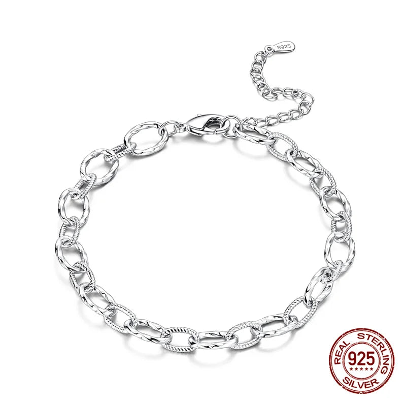 Sparkling Star Bracelet 925 Silver Original One-Size-Fits-All Soft Links Bracelet Zircon Chain For DIY Charms Jewelry Gift New