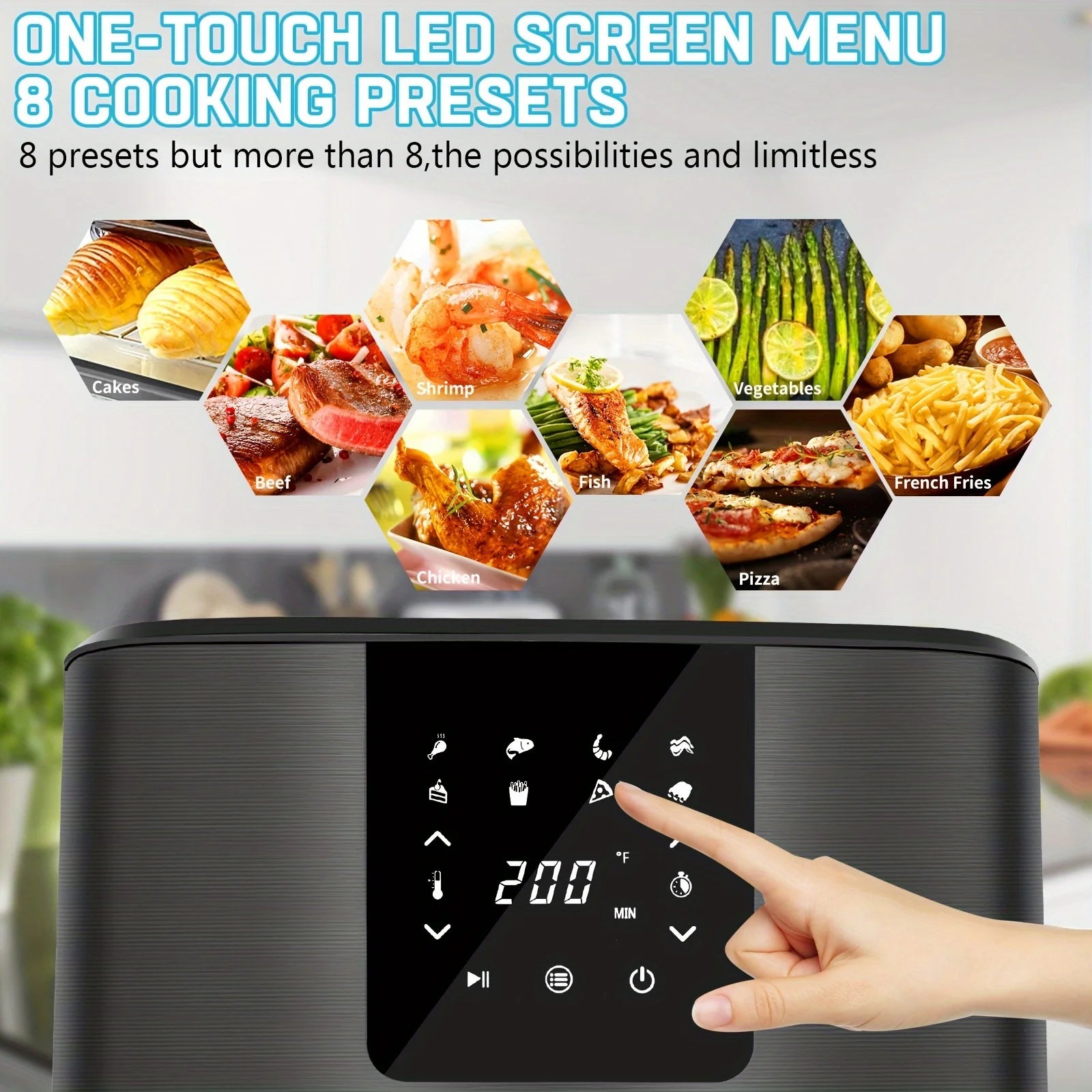 KitCook Large Air Fryer, 1500W 7QT AirFryer Cooker,