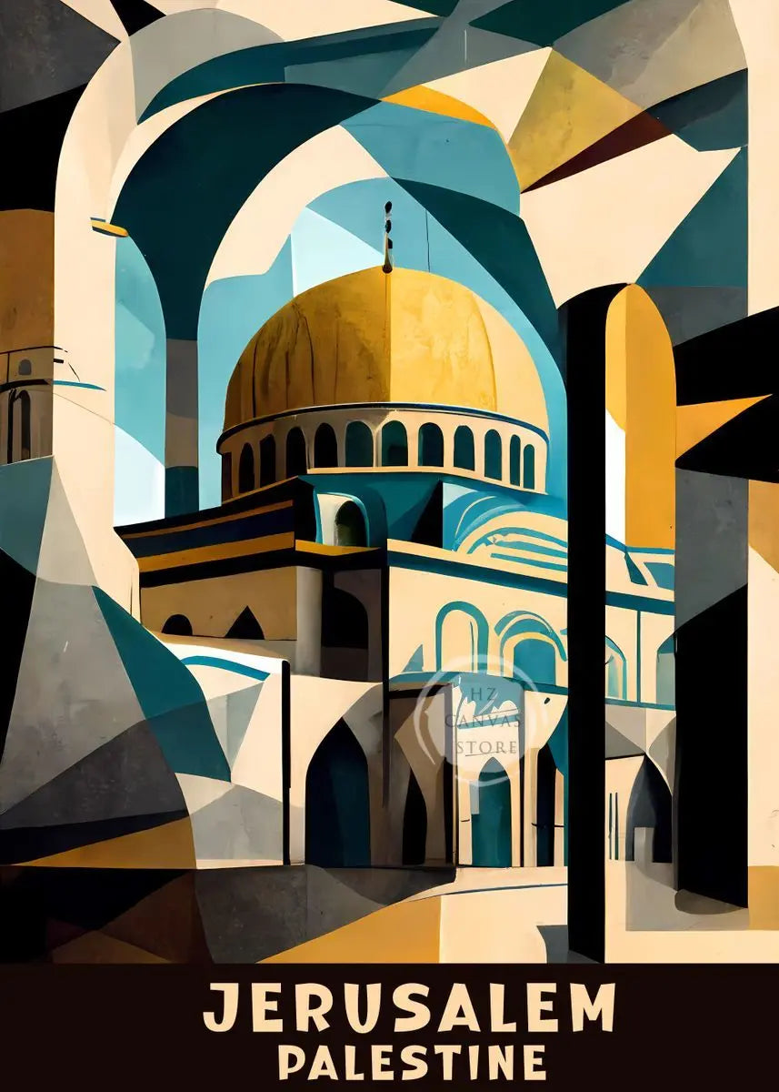 Jerusalem Palestine Travel Poster Religious Shrines Mosque Prints Canvas Painting Wall Art Pictures for Living Room Home Decor