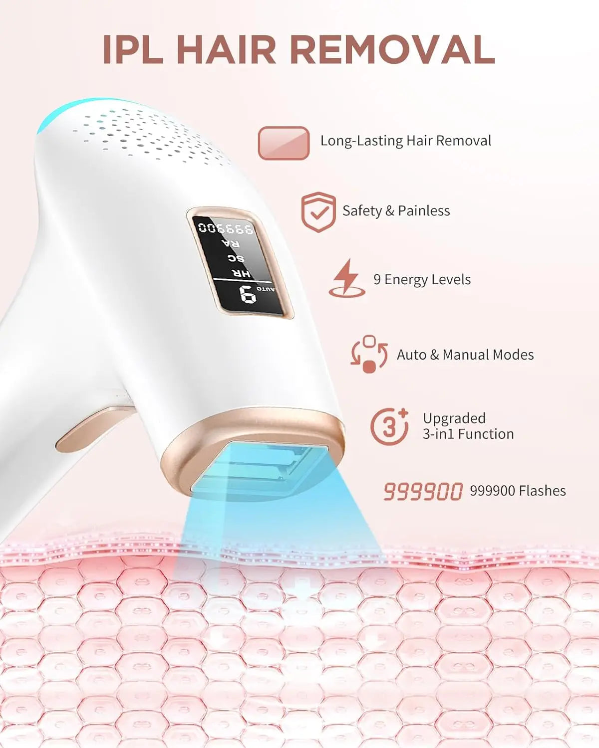 999900 Flashes IPL Hair Removal Safe Permanent Painless Epilator