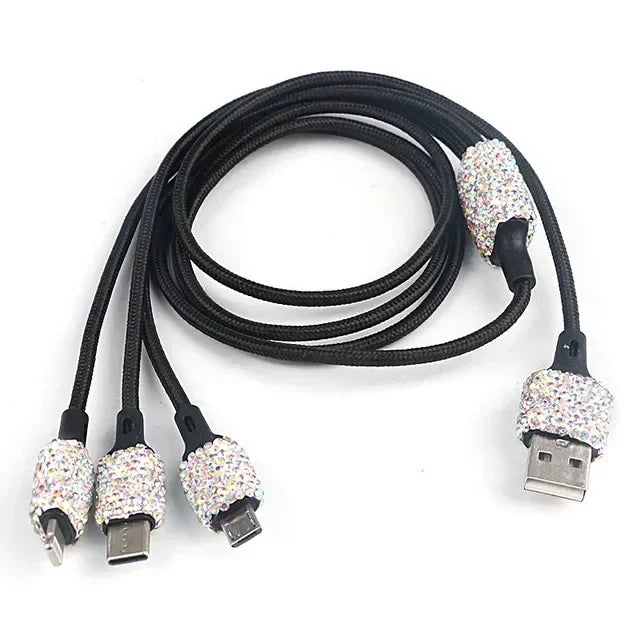 Bling Bling USB Car Charger 5V 2.1A Dual USB Port Fast Adapter Car Decor