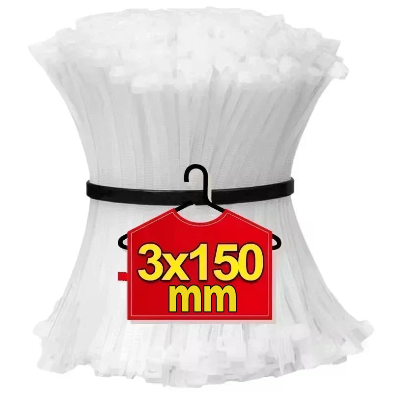 Black White Nylon Cable Ties Adjustable Self-locking Fastening Rings Zip Tie Cable Wires Fixing Ties for Home Offices Industrial