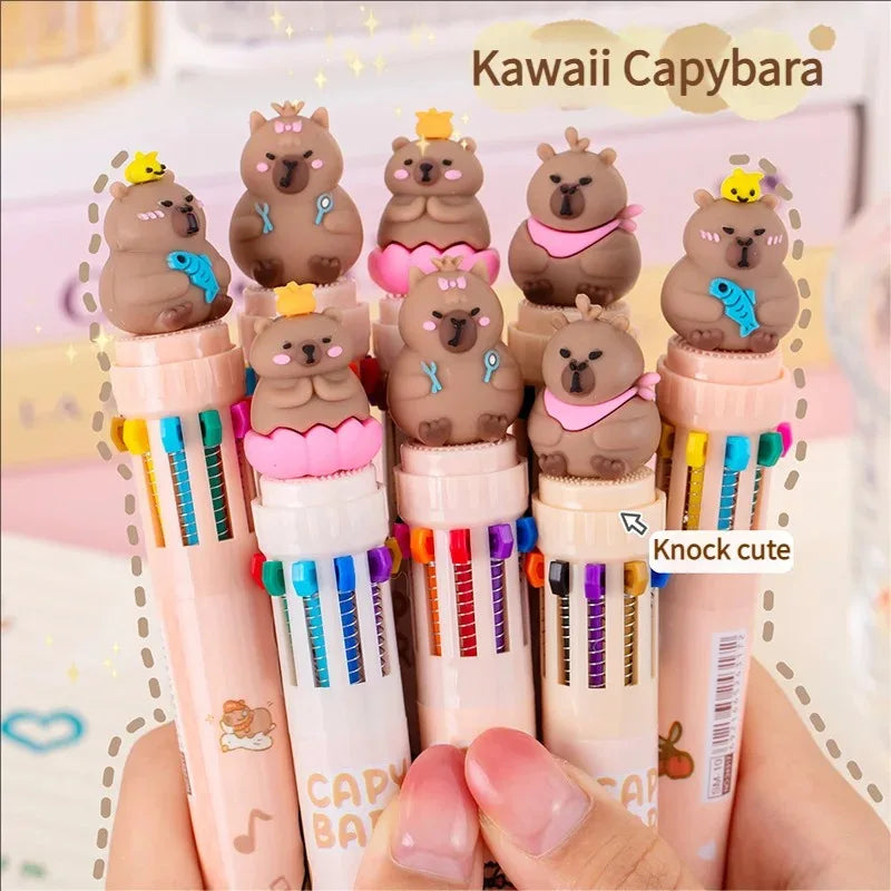 Kawaii Capybara Multicolor Pen 0.5mm Colorful Ink