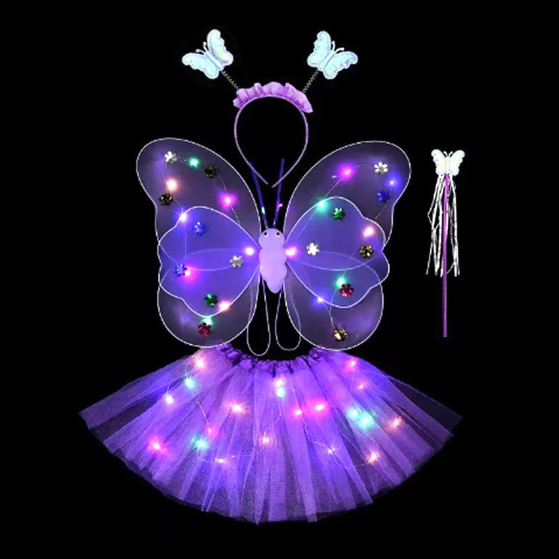 Luminous Butterfly Fairy Wings Flashing Butterfly Skirt Suit