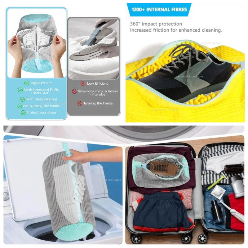 Laundry Bags Shoe Washing Machine Bag-with Zipper Laundry Bag with Rich Fluff Inside