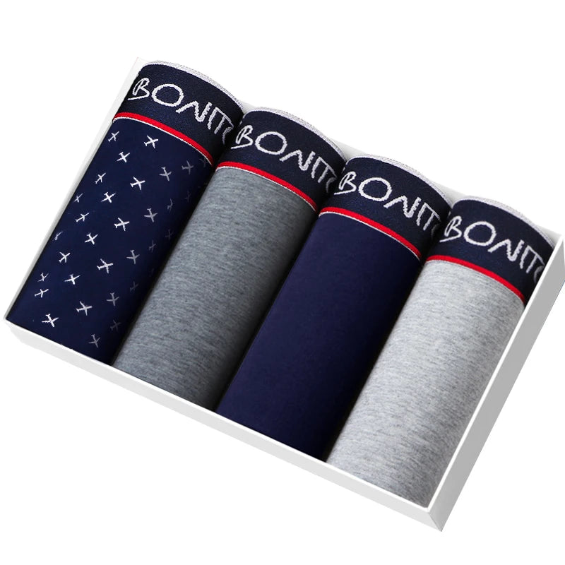 4pcs Cotton Boxers For Man Underwear Sexy Print Men's Panties