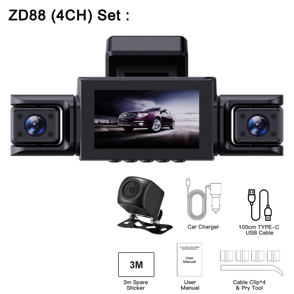 BEPOCAM 4K Dash Cam 4 Channel Front and Rear Inside 360°