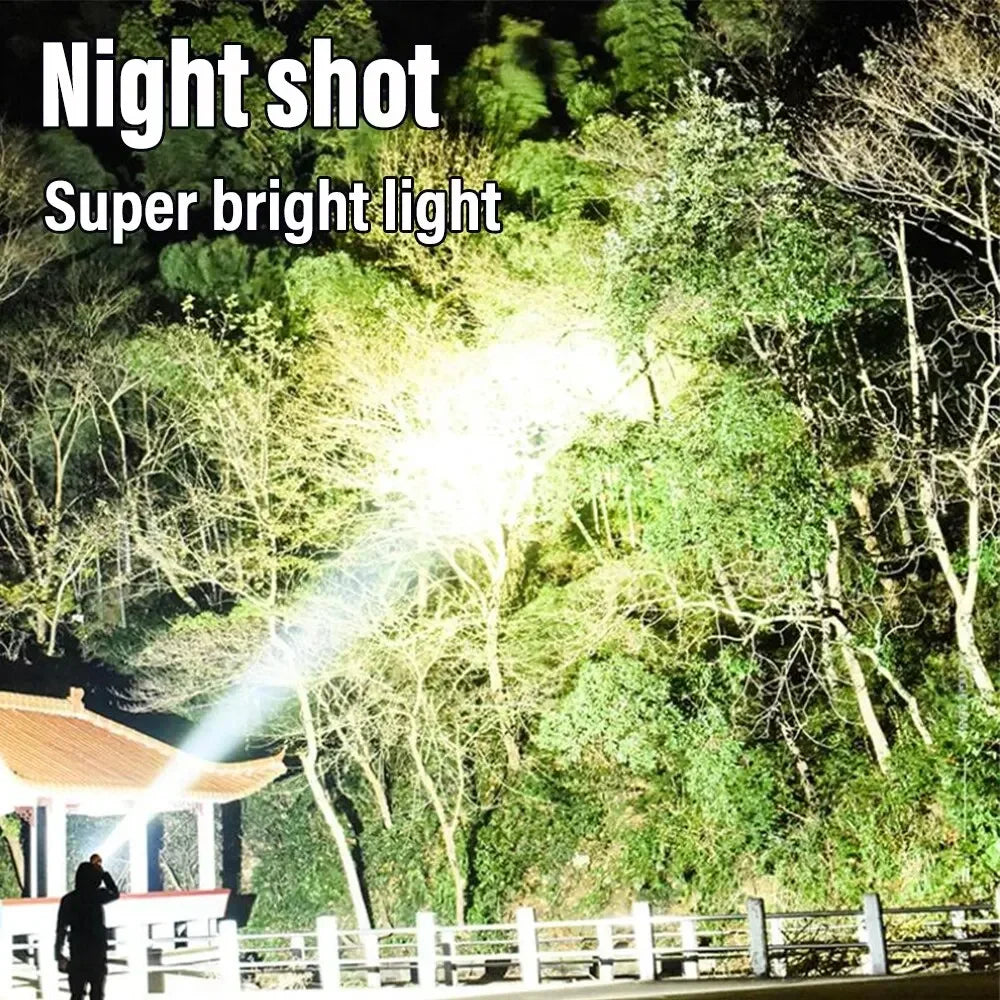 Portable Powerful USB Rechargeable Flashlight Solar LED Light With COB Work Light 4 Gear Charge Mobile Phone