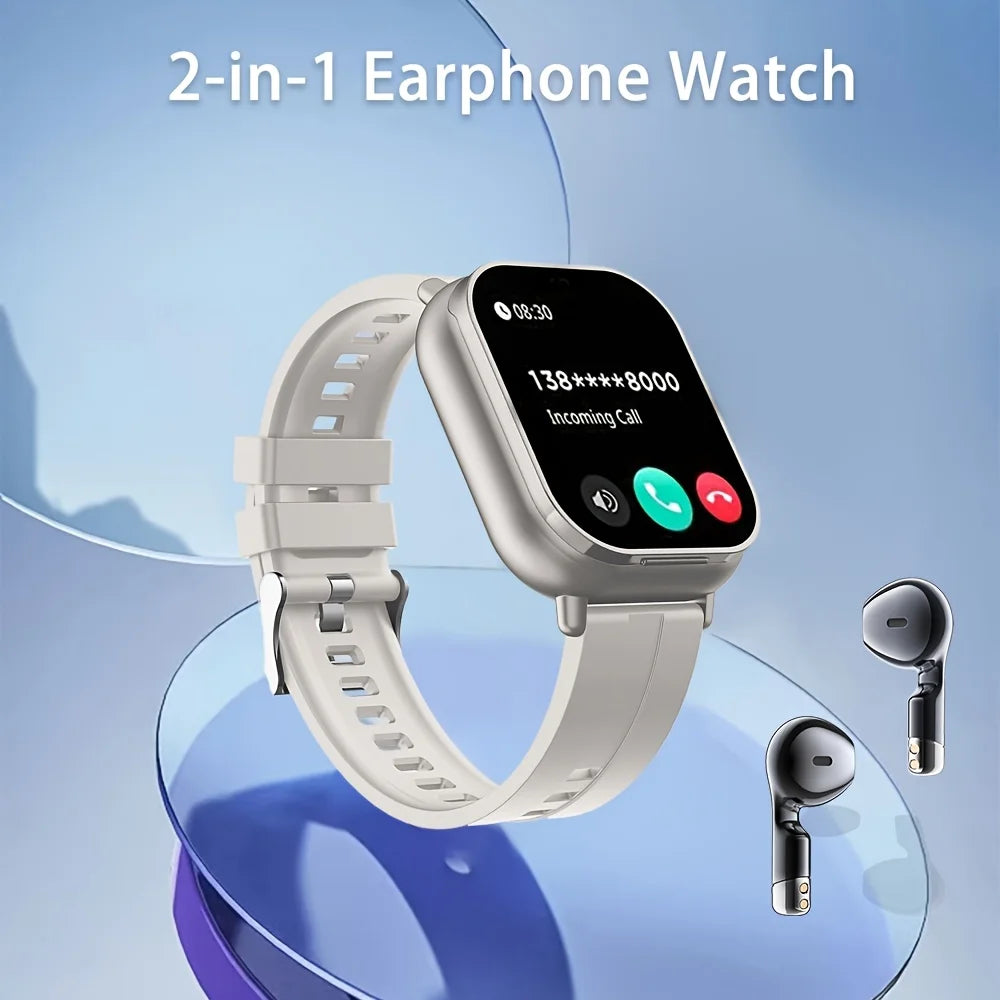 2-In-1 Smart Watch with Earbuds, HD Displa Compatible with Android And Iphone