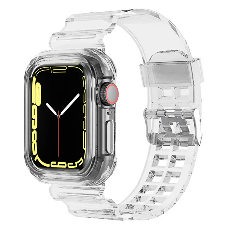 Clear Band + Case for Apple Watch 11 10 9 8 7 6 5 SE 4 38MM 42MM 46MM