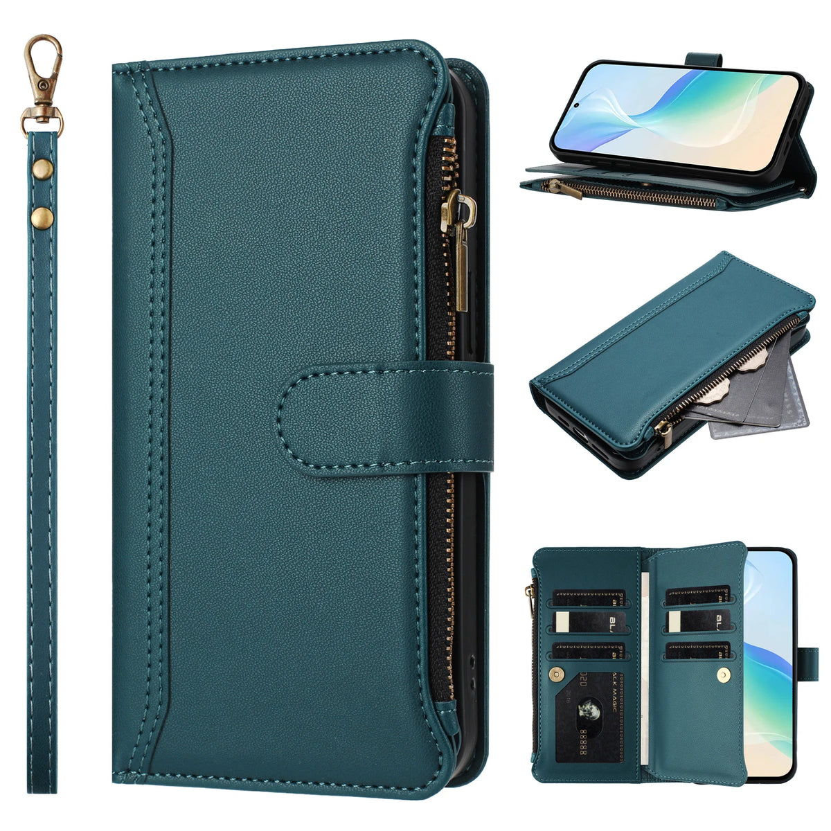 Zipper Wallet Phone Case For Honor X5B X6A X6B X7C X7D X8A X8C X9A X9C X9D