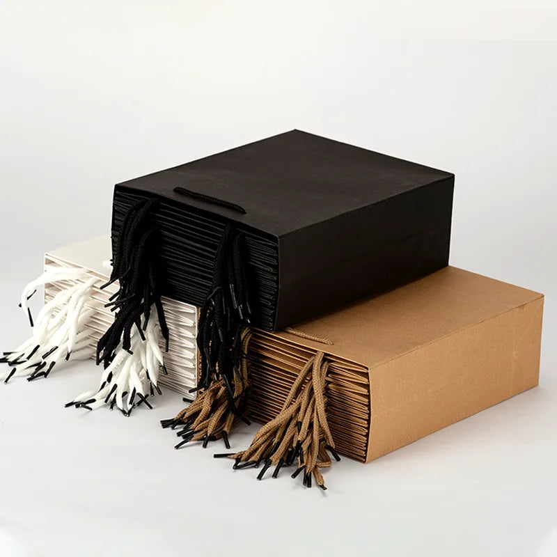 10Pcs Paper Bag Custom Gift Handbag Clothing Store Handbag Printed Logo High-End Kraft Paper Shopping Large Thickened Packaging
