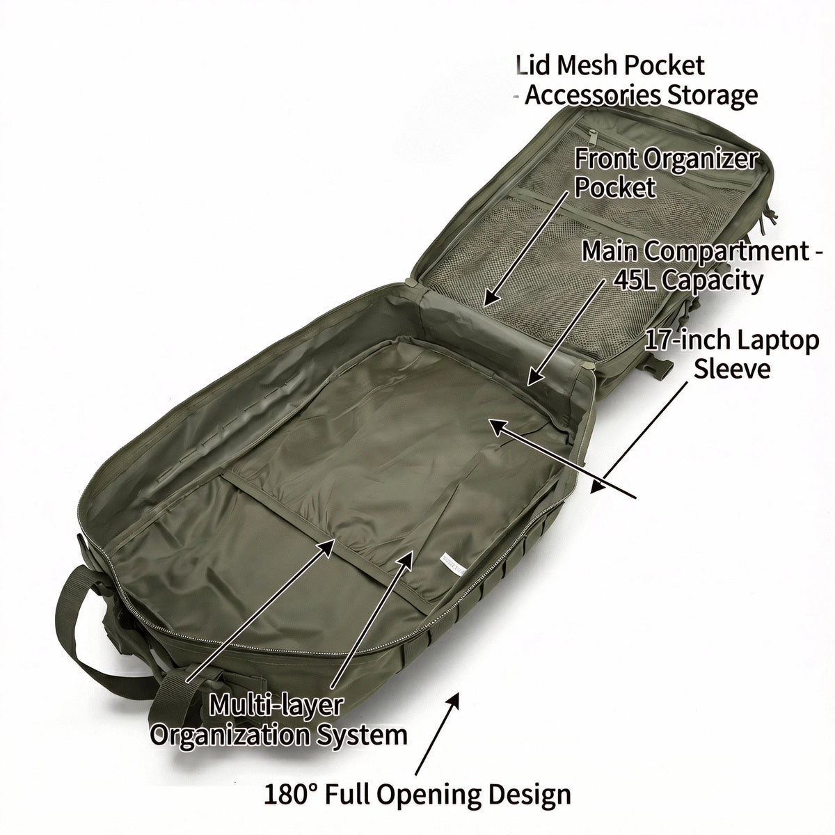 Men 45L Tactical Backpack Molle Bug Out Bag Survival Emergency Water Resistant