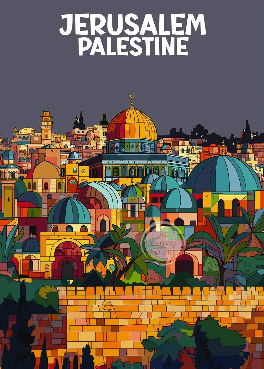 Jerusalem Palestine Travel Poster Religious Shrines Mosque Prints Canvas Painting Wall Art Pictures for Living Room Home Decor