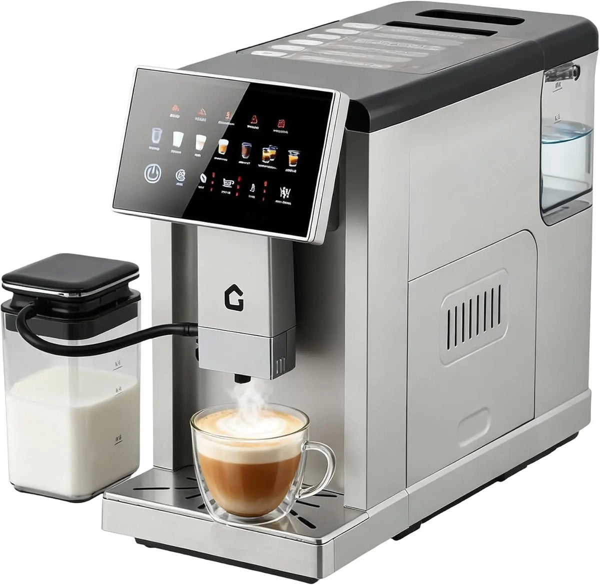 3rd-Gen Espresso Coffee Maker with Milk Frother - Removable Brewer & Grinder.